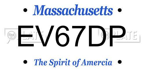 EV67DP Massachusetts License Plate