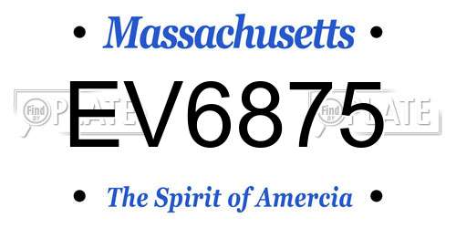 EV6875 Massachusetts License Plate