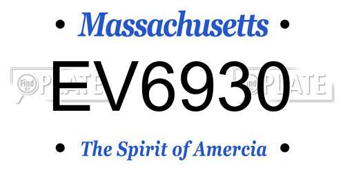 EV6930 Massachusetts License Plate