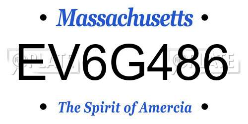 EV6G486 Massachusetts License Plate