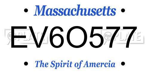 EV6O577 Massachusetts License Plate