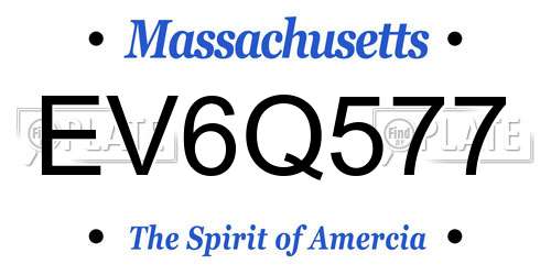EV6Q577 Massachusetts License Plate