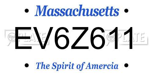 EV6Z611 Massachusetts License Plate