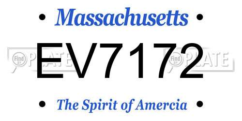 EV7172 Massachusetts License Plate
