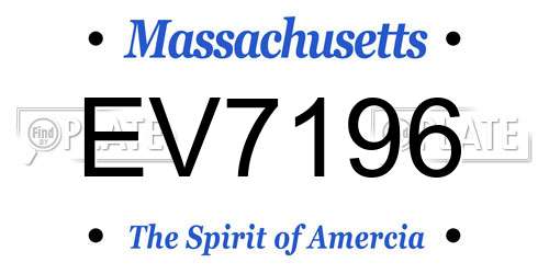EV7196 Massachusetts License Plate