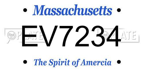 EV7234 Massachusetts License Plate
