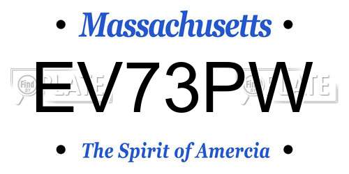 EV73PW Massachusetts License Plate