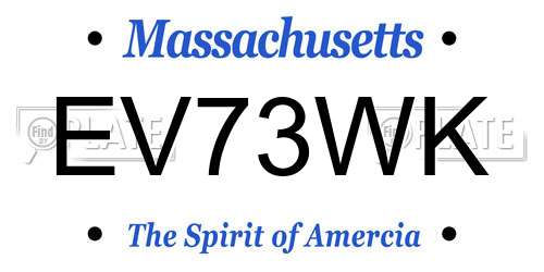 EV73WK Massachusetts License Plate