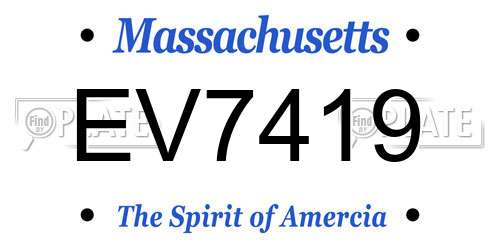 EV7419 Massachusetts License Plate