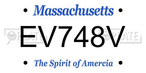 EV748V Massachusetts License Plate