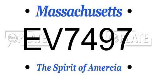 EV7497 Massachusetts License Plate