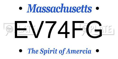 EV74FG Massachusetts License Plate