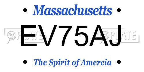 EV75AJ Massachusetts License Plate