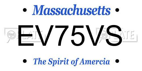 EV75VS Massachusetts License Plate
