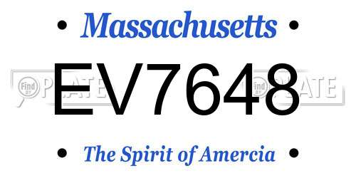 EV7648 Massachusetts License Plate