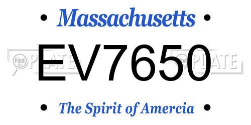 EV7650 Massachusetts License Plate