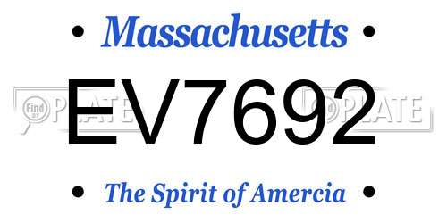 EV7692 Massachusetts License Plate