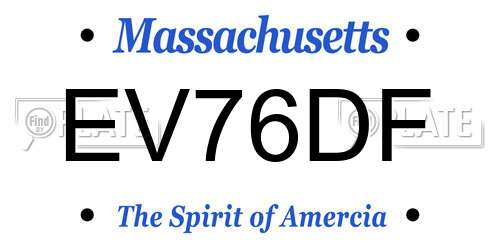EV76DF Massachusetts License Plate