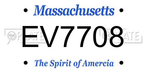 EV7708 Massachusetts License Plate