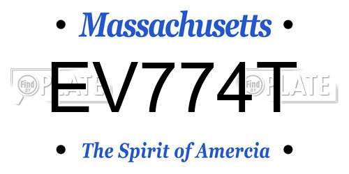 EV774T Massachusetts License Plate