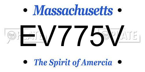 EV775V Massachusetts License Plate