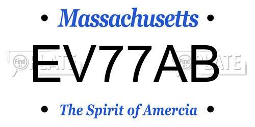 EV77AB Massachusetts License Plate