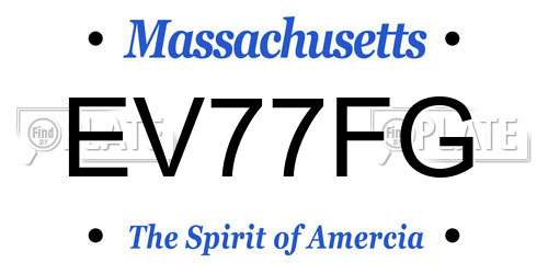 EV77FG Massachusetts License Plate