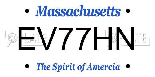 EV77HN Massachusetts License Plate