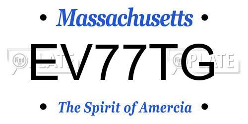 EV77TG Massachusetts License Plate