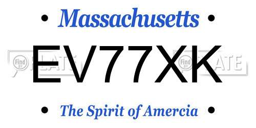 EV77XK Massachusetts License Plate