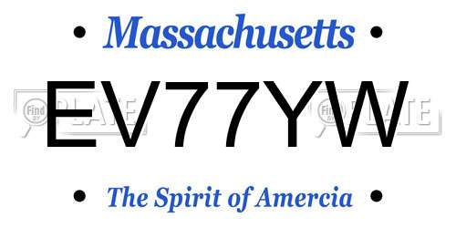 EV77YW Massachusetts License Plate
