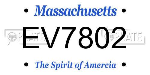 EV7802 Massachusetts License Plate