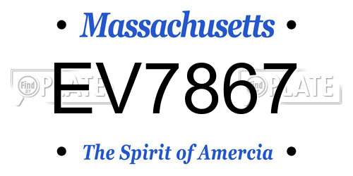 EV7867 Massachusetts License Plate