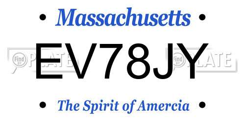 EV78JY Massachusetts License Plate
