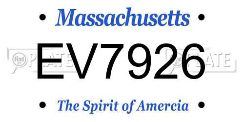 EV7926 Massachusetts License Plate