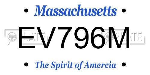 EV796M Massachusetts License Plate