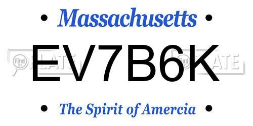 EV7B6K Massachusetts License Plate