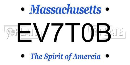 EV7T0B Massachusetts License Plate