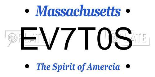 EV7T0S Massachusetts License Plate