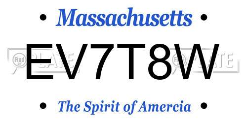 EV7T8W Massachusetts License Plate