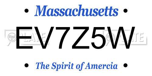 EV7Z5W Massachusetts License Plate