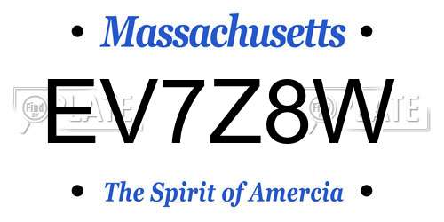 EV7Z8W Massachusetts License Plate