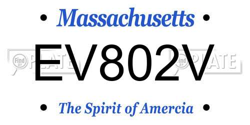 EV802V Massachusetts License Plate