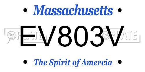 EV803V Massachusetts License Plate