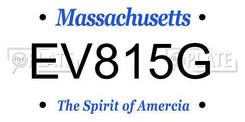 EV815G Massachusetts License Plate