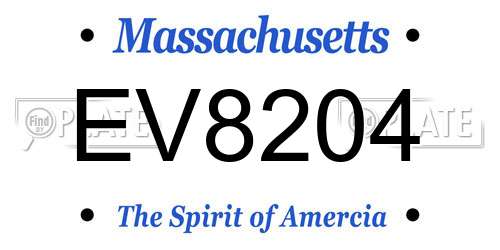 EV8204 Massachusetts License Plate