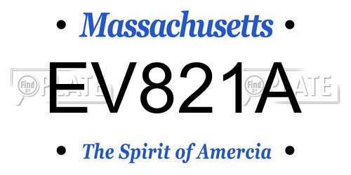 EV821A Massachusetts License Plate