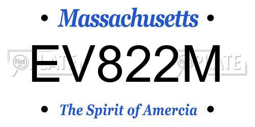 EV822M Massachusetts License Plate