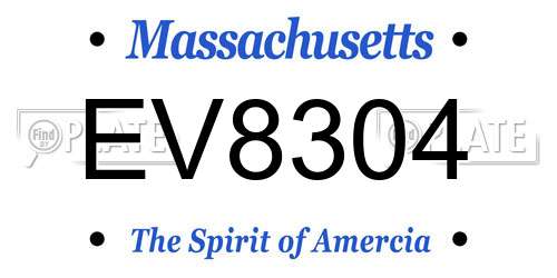 EV8304 Massachusetts License Plate