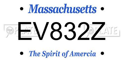 EV832Z Massachusetts License Plate